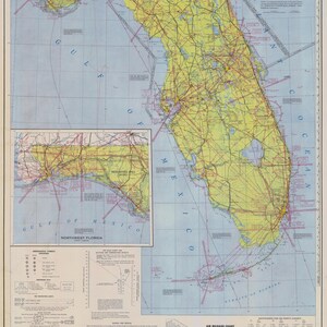 Carte aéronautique Floride 1956 - Impression de carte marine