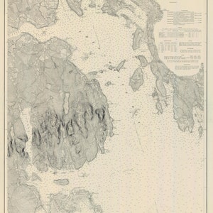 Mount Desert Island Maine Mapa 1875 - Impresión de carta náutica