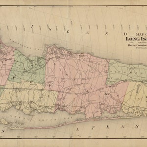Long Island Karte 1873 - Seekarte Print