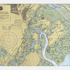 Wilmington und Whitemarsh Islands Map - Seekarte Print