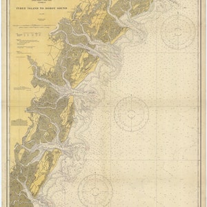 Tybee Island to Doboy Sound Map 1928 - Nautical Chart Print