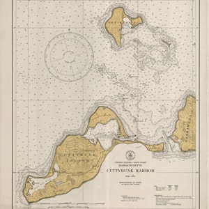 Cuttyhunk Map 1934 - Seekarte Druck