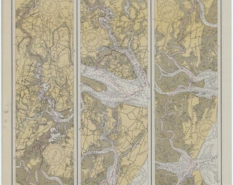 Charleston Harbor to Sapelo Sound Map 1933 - Nautical Chart Print