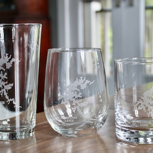 Chatuge Lake, NC Map Engraved Glasses