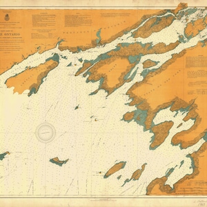Lago Ontario - Round Island a Stony Point y South Bay Point 1917 - Impresión de cartas náuticas