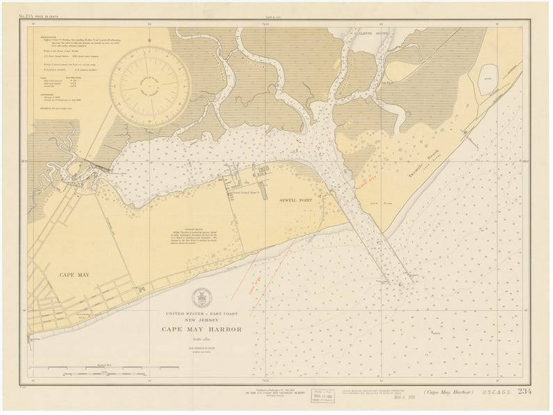 Cape May Harbor 1931 Nautical Chart Print Etsy