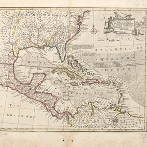 Carte historique des Antilles - 1752 - Carte nautique Imprimer