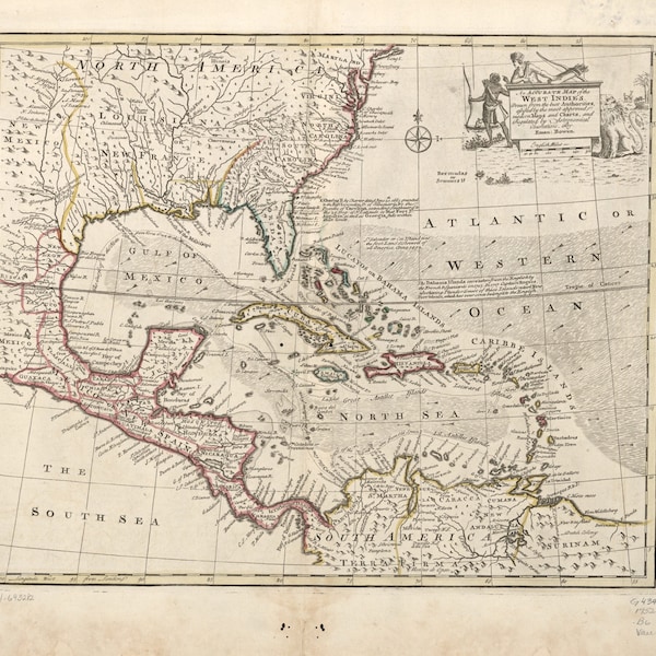 West Indies Historical Map - 1752 - Nautical Chart Print