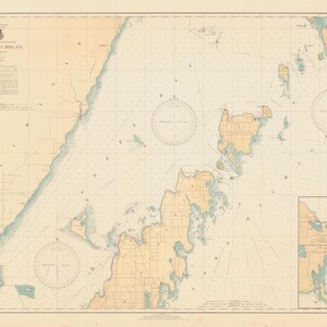 Lake Michigan Map - Chart 702 1941 - Nautical Chart Print