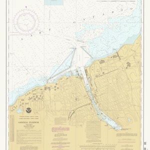 Oswego Harbor Map - 1987 - Nautical Chart Print