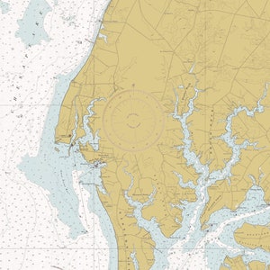 Rock Hall - Carte de la baie de Chesapeake - Impression de cartes marines