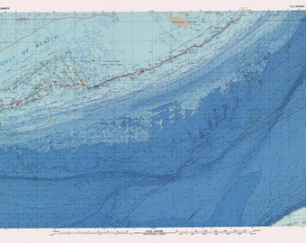 Key West Bathymetric Fishing Map - 1989