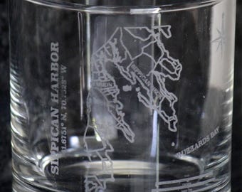 Mapa do Porto de Sippican - Copos com Gravação a Laser - Presente com Tema Costeiro
