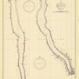 Cayuga and Seneca Lakes Map - 1936 - Nautical Chart Print