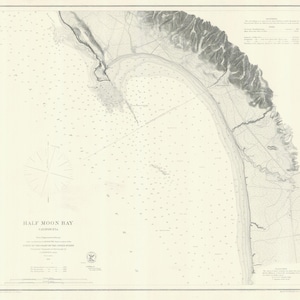 Half Moon Bay Kalifornien Historische Karte 1863 - Seekarte Druck