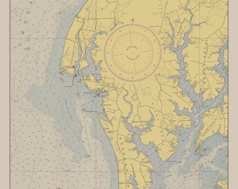 Rock Hall - Chesapeake Bay Map - 1944 - Nautical Chart Print