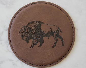Juego de posavasos Bison (juegos de posavasos de pizarra y polipiel)