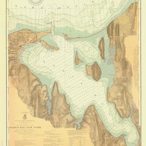 Great Sodus Bay - New York - Lake Ontario Historische Karte 1920 - Seekarte Druck