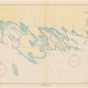 Les Cheneaux Islands - Lake Huron 1939 - Nautical Chart Print