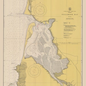 Carte de la baie de Tillamook - Oregon - 1948 - Impression carte marine