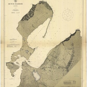 Holländische Hafenkarte - Alaska 1911 - Seekarte Druck