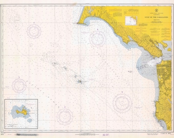 Carte 1966 du golfe des Farallones - Impression de carte marine