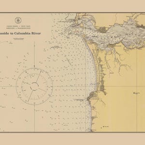 Seaside to Columbia River Karte 1920 - Seekarte Druck