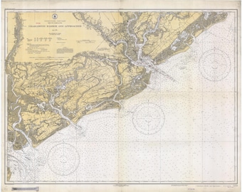 Charleston Harbor and Approaches Map - South Carolina Chart 1934 - Nautical Chart Print