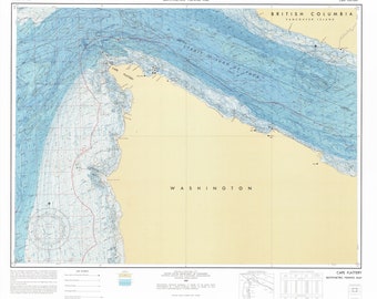 Estrecho de Juan de Fuca - Puerto Flattery - Impresión de carta náutica