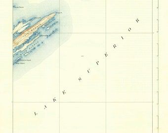 Passage Island Michigan Topographic Map 1895 - Nautical Chart Print