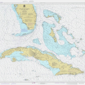 Straits of Florida Kaart - 1981 - Nautical Chart Print