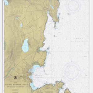 Camden, Rockport and Rockland Harbors Map 1977 - Nautical Chart Print