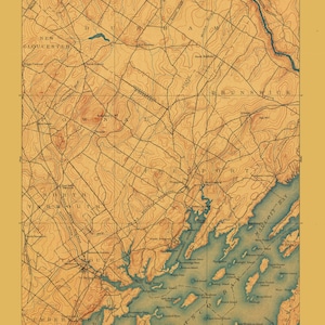 Carte marine de Freeport (Maine) -1892- Impression de carte marine