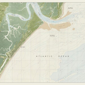 Sea Island Georgia Karte 1979 (Querformat) – Seekartendruck