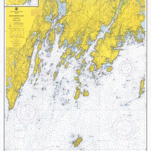 Mappa della baia di Muscongus 1968 - Stampa di carta nautica