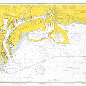 Los Angeles et Long Beach Harbor 1971 - Carte nautique Imprimer