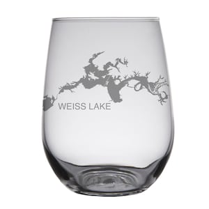 Gafas con mapa grabado de Weiss Lake, AL