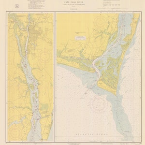 Cape Fear River 1950 - Impresión de cartas náuticas