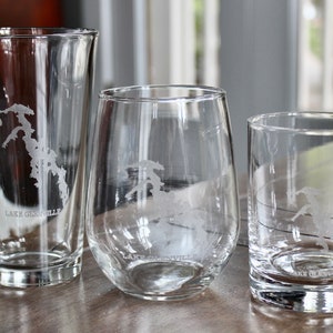 Lake Glenville, NC Map Glasses
