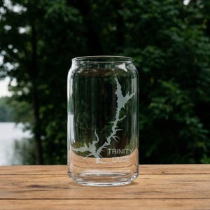 Trinity Lake California Map Laser Engraved Glasses
