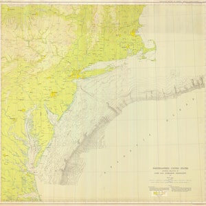Carte 1939 des côtes du nord-est des États-Unis - Impression de carte marine
