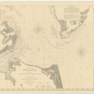 Mappa della baia di Chesapeake - York River e Hampton Roads 1863 - Stampa di carte nautiche