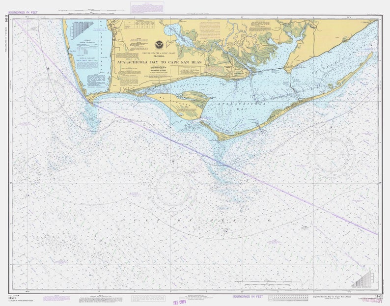 Apalachicola Bay to Cape San Blas Historical Chart 1983 Etsy