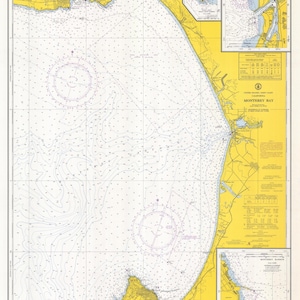 Carte de la baie de Monterey - 1969 - Impression de carte marine