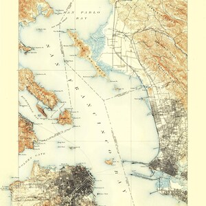 San Francisco Topographic Map - 1895 - Nautical Chart Print