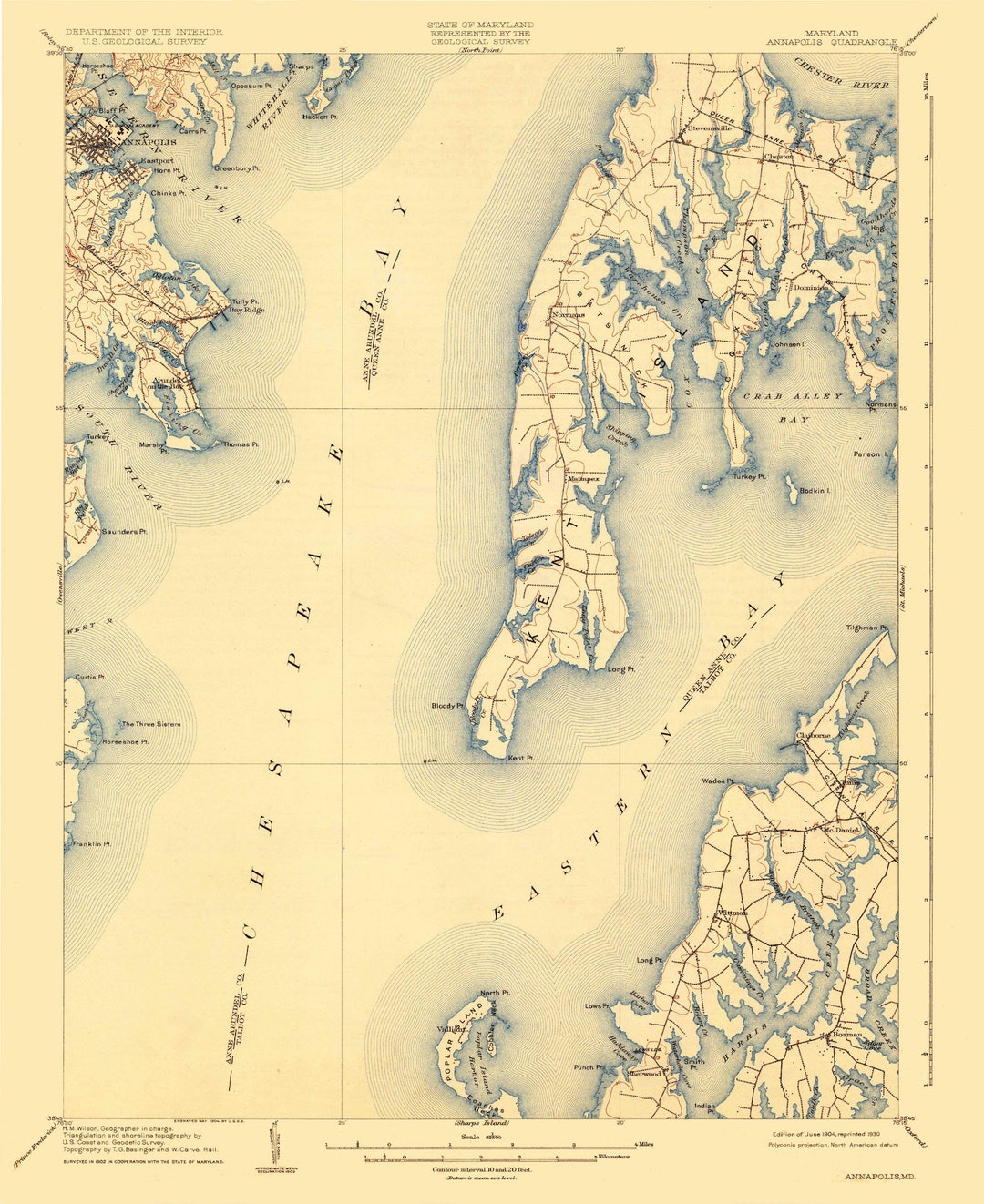 Annapolis Map 1904 Nautical Chart Print Etsy