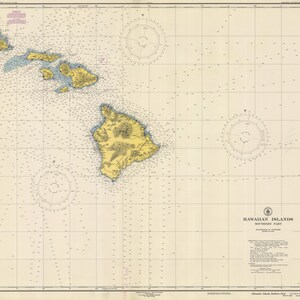 Hawaiian Islands Historic Chart - 1948 - Nautical Chart Print