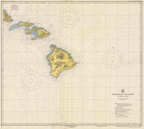 額装品　古地図　1670年頃　J.オーギルビー　「カーボべルデ諸島」海図 ハワイ諸島の歴史的海図 - 1948年 - 海図プリント - Etsy 日本