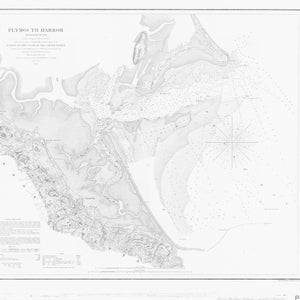 Plymouth Hafen Karte 1857 - Seekarte Druck