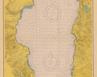 Lake Tahoe Map 1951 - Nautical Chart Print